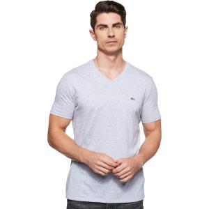 imageLacoste Mens Short Sleeve VNeck Pima Cotton Jersey TShirtSilver Heathered