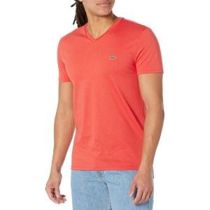 imageLacoste Mens Short Sleeve VNeck Pima Cotton Jersey TShirtWatermelon