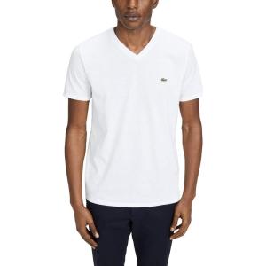 imageLacoste Mens Short Sleeve VNeck Pima Cotton Jersey TShirtWhite