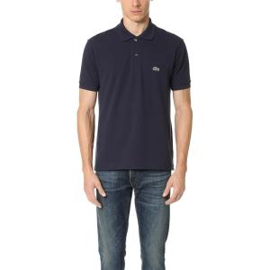 imageLacoste Mens Short Sleeved Ribbed Collar ShirtNavy BlueBlue