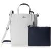 imageLacoste Anna Reversible Coated Canvas Tote Bag and Detachable PouchClean WhiteBlueNuit