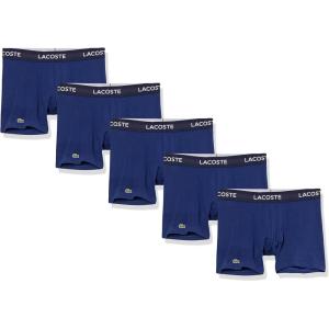 imageLacoste Mens Cotton Stretch Essentials Boxer Briefs 5PackDeep Ocean New