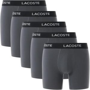 imageLacoste Mens Cotton Stretch Essentials Boxer Briefs 5PackShadow Grey