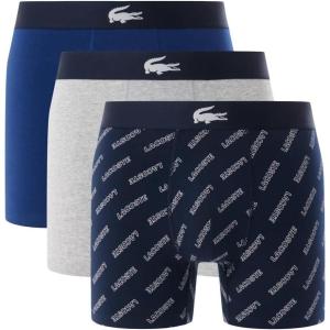 imageLacoste Mens Cotton Stretch Lacoste Diagonal Print Boxer Briefs 3PackNavy BlueWhiteDove GreyDeep Ocean
