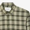 imageLacoste Mens CottonWool Blend Checked Flannel ShirtKhakiMultico
