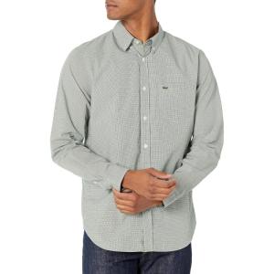 imageLacoste Mens Long Sleeve Checked Gingham ButtonDown ShirtWhiteGreen