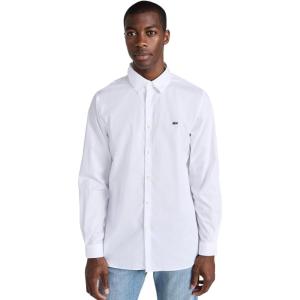 imageLacoste Mens Long Sleeve Solid Slim Fit Poplin ShirtWhite