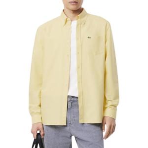 imageLacoste Mens Regular Fit Cotton Oxford ShirtYellowWhite