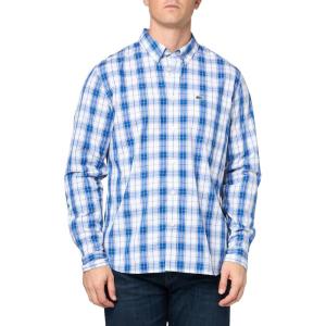 imageLacoste Mens Check Print Stretch ShirtWhiteMarinaoverviewaby