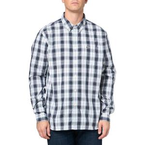 imageLacoste Mens Check Print Stretch ShirtWhiteNavy Bluefluorine