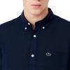 imageLacoste Mens Contemporary Collections Long Sleeve Regular Fit Linen Button Down Shirt with Front PocketNavy Blue