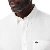 imageLacoste Mens Contemporary Collections Long Sleeve Regular Fit Linen Button Down Shirt with Front PocketWhite