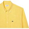 imageLacoste Mens Contemporary Collections Long Sleeve Regular Fit Linen Button Down Shirt with Front PocketYellow