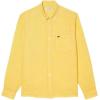 imageLacoste Mens Contemporary Collections Long Sleeve Regular Fit Linen Button Down Shirt with Front PocketYellow