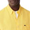 imageLacoste Mens Contemporary Collections Long Sleeve Regular Fit Linen Button Down Shirt with Front PocketYellow