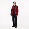 imageLacoste Mens Cotton Twill Plaid OvershirtBlackRed