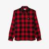 imageLacoste Mens Cotton Twill Plaid OvershirtBlackRed