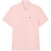 imageLacoste Mens Short Sleeve Regular Fit Linen Button Down Shirt with Front PocketFlamingo