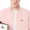 imageLacoste Mens Short Sleeve Regular Fit Linen Button Down Shirt with Front PocketFlamingo