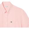 imageLacoste Mens Short Sleeve Regular Fit Linen Button Down Shirt with Front PocketFlamingo