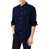 imageLacoste Mens Contemporary Collections Long Sleeve Regular Fit Linen Button Down Shirt with Front PocketNavy Blue