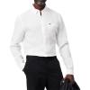 imageLacoste Mens Contemporary Collections Long Sleeve Regular Fit Linen Button Down Shirt with Front PocketWhite
