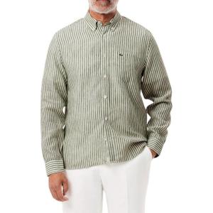 imageLacoste Mens Regular Fit Linen ShirtKhaki  White