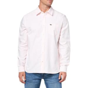 imageLacoste Mens Striped Oxford Cotton Shirt with PocketNidusWhite