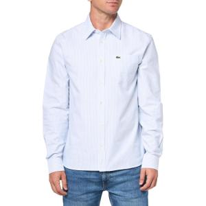 imageLacoste Mens Striped Oxford Cotton Shirt with PocketOverviewWhite
