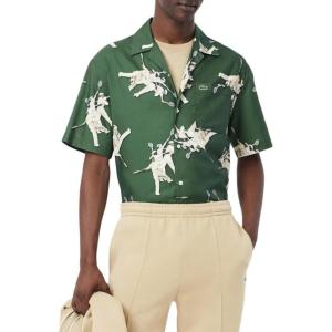 imageLacoste Mens Short Sleeve Rene Graphic Woven ShirtGreen