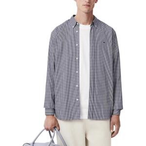 imageLacoste Mens Regular Fit Checked ShirtWhite  Navy Blue