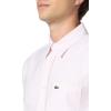 imageLacoste Mens Regular Fit Striped Oxford Cotton ShirtWhite  Flamingo