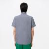 imageLacoste Mens Short Sleeved Regular Fit Gingham Print ShirtWhiteNavy Blue