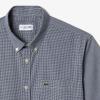 imageLacoste Mens Short Sleeved Regular Fit Gingham Print ShirtWhiteNavy Blue