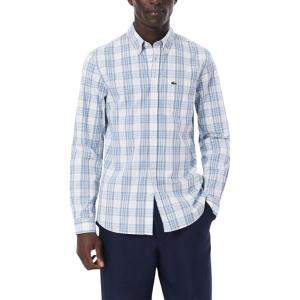 imageLacoste Mens Check Print Stretch ShirtWhite  Overview   Gipsy Blue