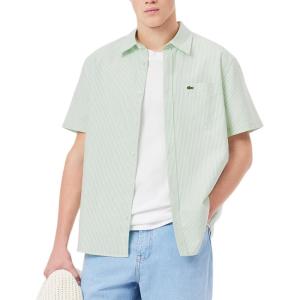 imageLacoste Mens Short Sleeved Oxford Cotton ShirtWhite  Liamone
