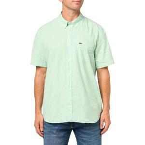 imageLacoste Mens Short Sleeved Regular Fit Gingham Print ShirtWhite  Liamone