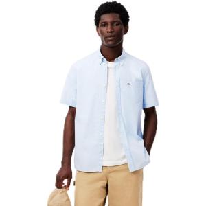 imageLacoste Mens Short Sleeved Regular Fit Gingham Print ShirtWhiteOverview