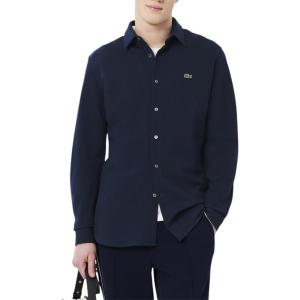imageLacoste Mens Slim Fit Long Sleeve Woven ShirtNavy Blue
