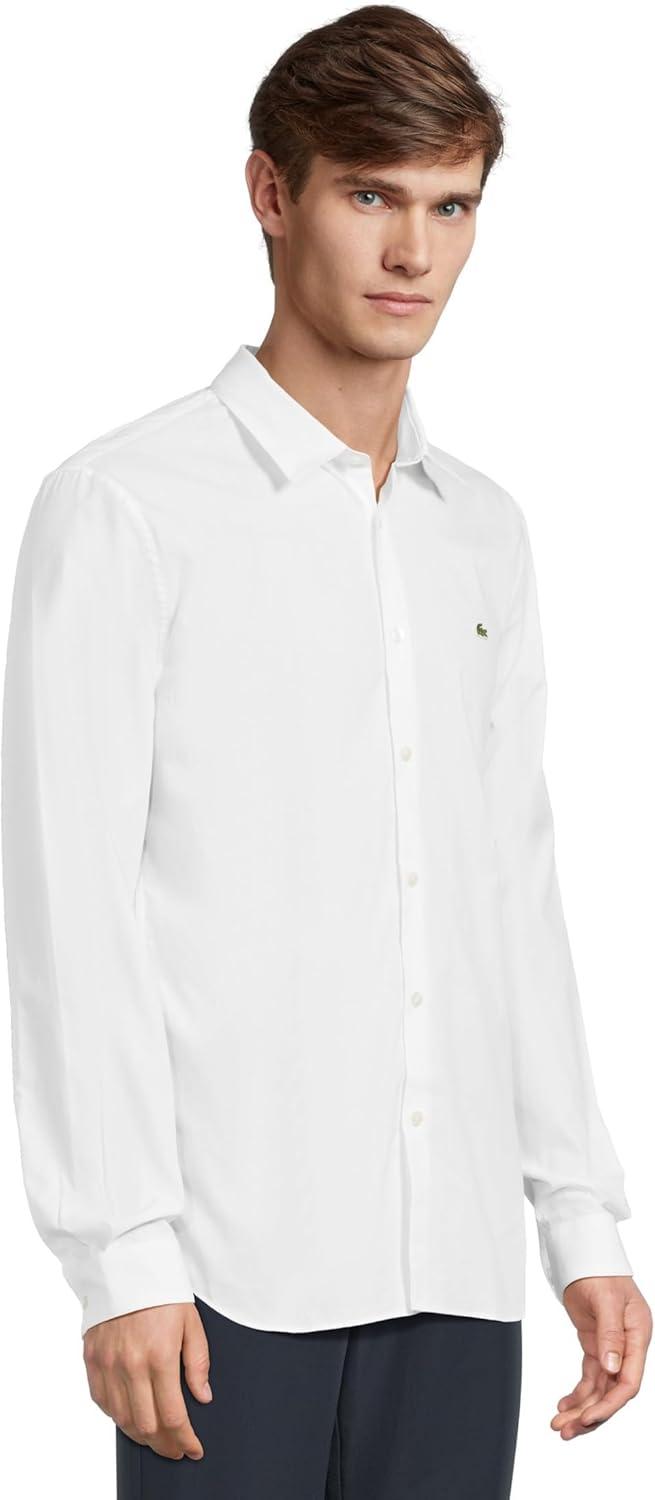imageLacoste Mens Slim Fit Stretch Cotton Poplin ShirtWhite