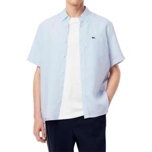imageLacoste Mens Short Sleeve Regular Fit Linen Button Down Shirt with Front PocketRill