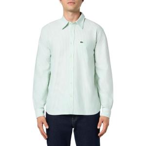 imageLacoste Mens Striped Oxford Cotton Shirt with PocketWhite  Liamone
