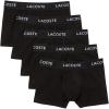imageLacoste Mens Cotton Stretch Essentials Trunks 5PackBlack With Black Waistbands New