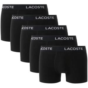 imageLacoste Mens Cotton Stretch Essentials Trunks 5PackBlack With Black Waistbands