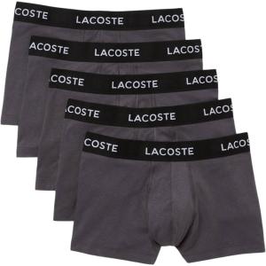 imageLacoste Mens Cotton Stretch Essentials Trunks 5PackShadow Grey New