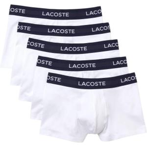 imageLacoste Mens Cotton Stretch Essentials Trunks 5PackWhite New