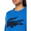imageLacoste x Bandier Womens Contrast Crocodile SweaterLight BlueNavy Blue