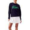imageLacoste x Bandier Womens Contrast Crocodile SweaterNavy BlueGreen