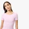 imageLacoste x Bandier Womens Rib Short Sleeve Bra TopLight Pink