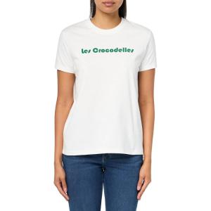 imageLacoste Womens Crew Neck Short Sleeve Regular Fit Graphic TShirtCreamBordeaux
